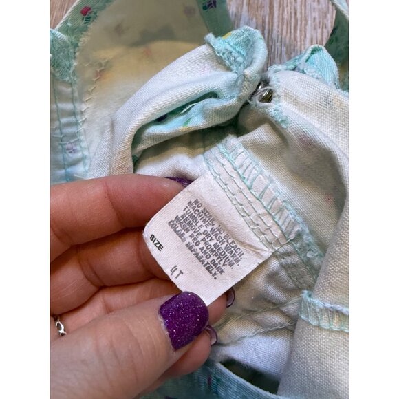 Vintage 90s OshKosh B'Gosh Floral Print Snap Vestbak Overalls USA Size 4T - Picture 3 of 9